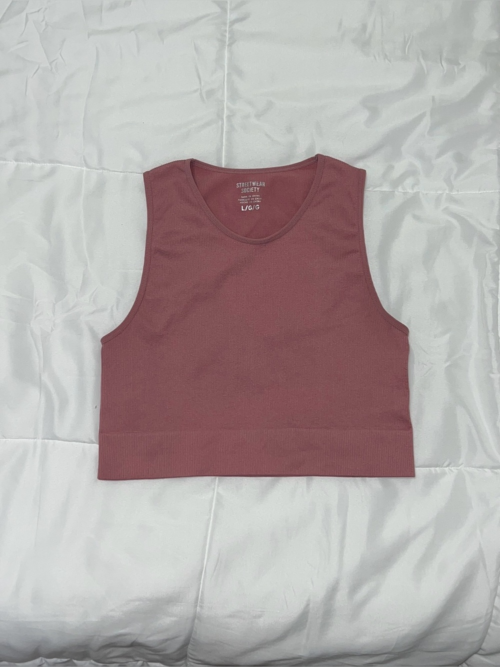 Streetwear Society Pink Crop Top Women’s Size Large Ribbed Stretchy Cropped Top